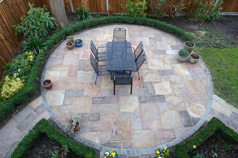 Outdoor paver space with features